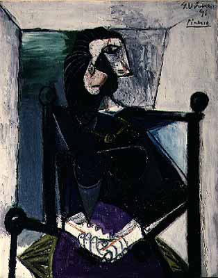 Pablo Picasso Painting Seated Woman Femme Assise Female Portrait